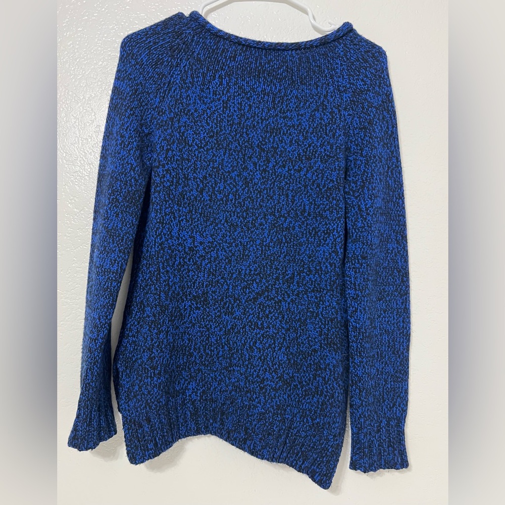 Derek Lam 100% Cashmere Blue Black Marled Knit Sweater Size M Quiet Luxury - Picture 3 of 8